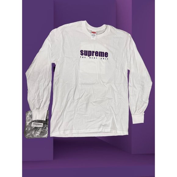 New Supreme The Real Sh*t White Long Sleeve Tee Shirt SS19 Medium - Picture 1 of 7